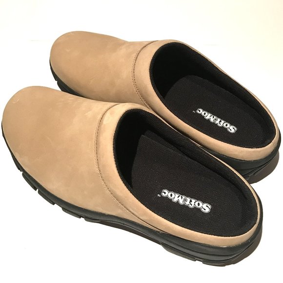 Brand New SoftMoc Leather Slide On Mules Size 10 Oatmeal (Beige) - Picture 1 of 3